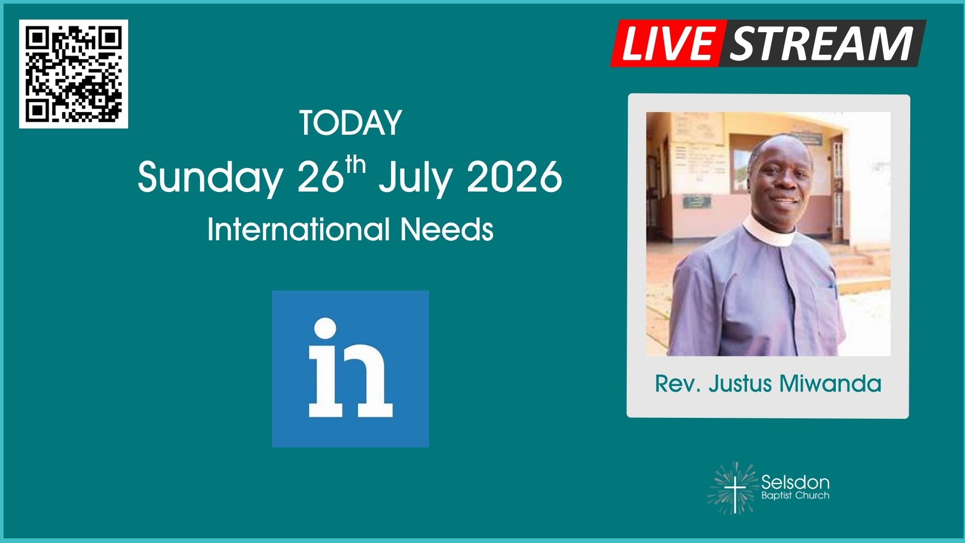 Sunday service - Guest Speaker from International Needs
